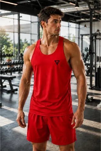 Erkek Dry Fit Y-back Gym Fitness Sporcu Atleti Gym-101 - KIRMIZI - GHASSY CO (1)