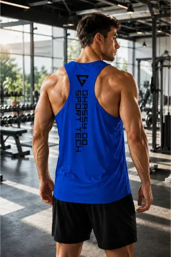 Erkek Dry Fit Y-back Gym Fitness Sporcu Atleti Gym-101 - MAVİ 