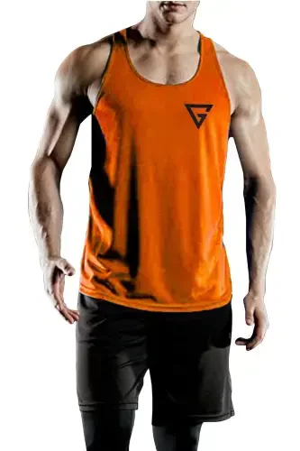 Erkek Dry Fit Y-back Gym Fitness Sporcu Atleti Gym-101-TURUNCU - 2