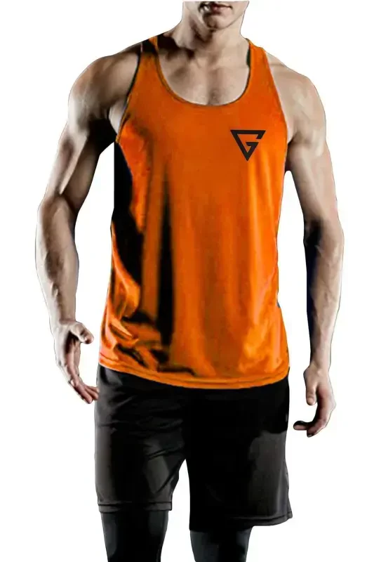 Erkek Dry Fit Y-back Gym Fitness Sporcu Atleti Gym-101-TURUNCU - 2