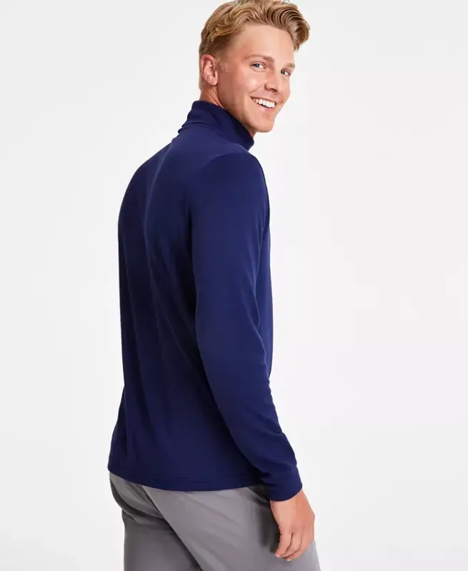 Men's Solid Turtleneck Shirt, Created for Modazone - Navy - 2