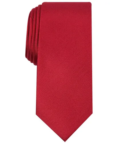 Men's Solid Texture Slim Tie, Created for Modazone-Red 