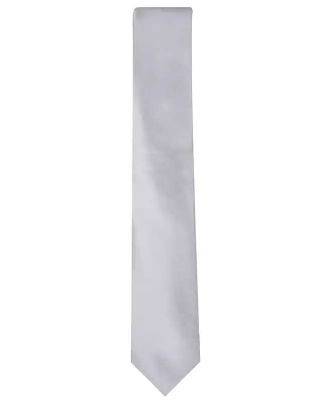 Men's Solid Texture Slim Tie, Created for Modazone - Silver - 2