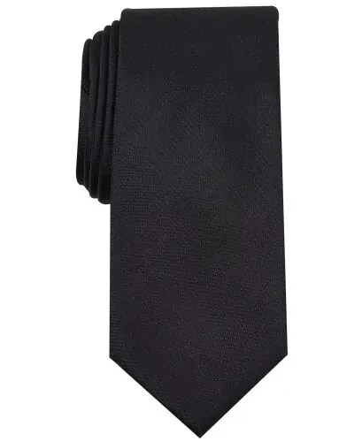 Men's Solid Texture Slim Tie, Created for Modazone-Black 