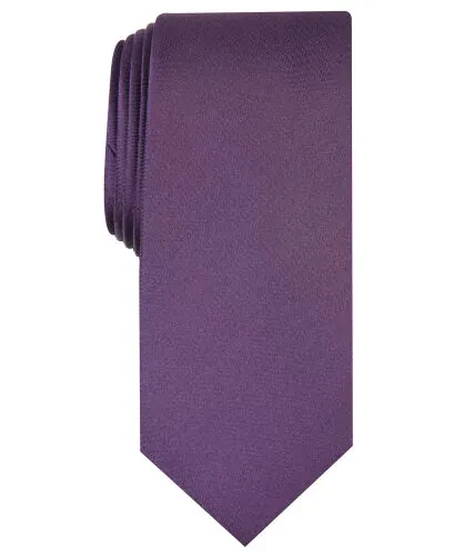Men's Solid Texture Slim Tie, Created for Modazone-Eggplant 