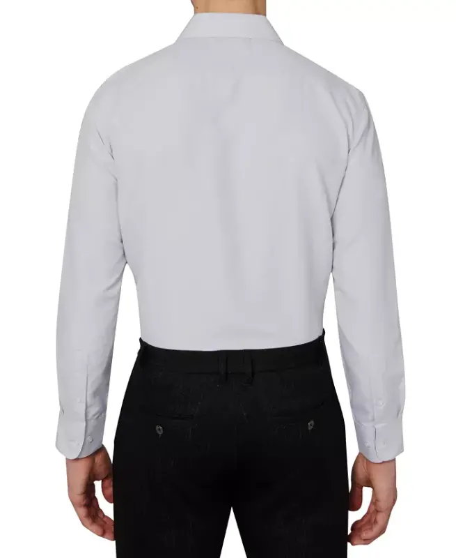 Men's Regular Fit Solid Wrinkle Free Performance Dress Shirt - Grey - 3
