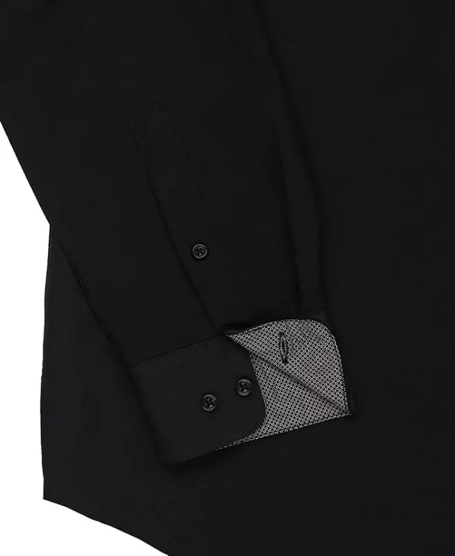 Men's Regular Fit Solid Wrinkle Free Performance Dress Shirt - Black - 5