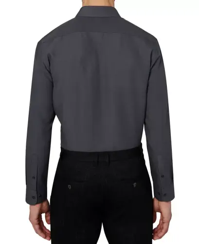 Men's Regular Fit Solid Wrinkle Free Performance Dress Shirt - Charcoal - 3