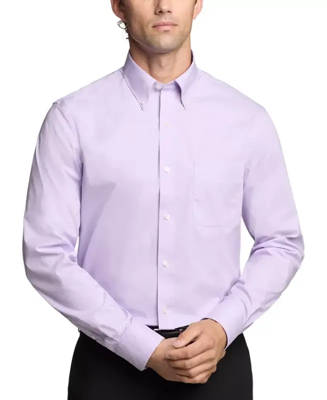 Men's Regular Fit Wrinkle Resistant Stretch Dress Shirt - Lavender - 1