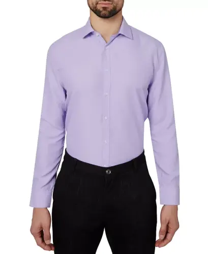 Men's Regular Fit Solid Wrinkle Free Performance Dress Shirt - Lilac - 2