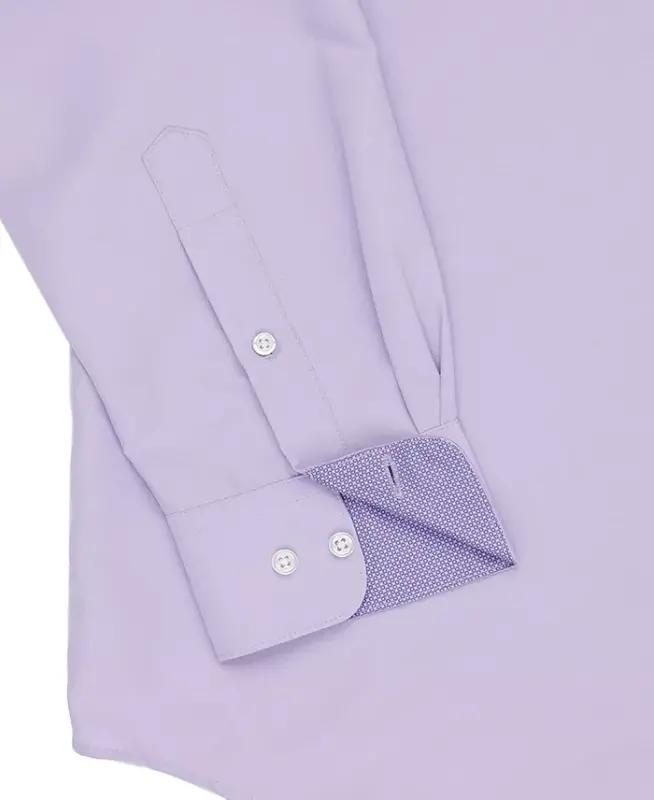 Men's Regular Fit Solid Wrinkle Free Performance Dress Shirt - Lilac - 5