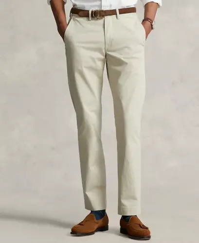 Men's Straight-Fit Stretch Chino Pants - Beige 