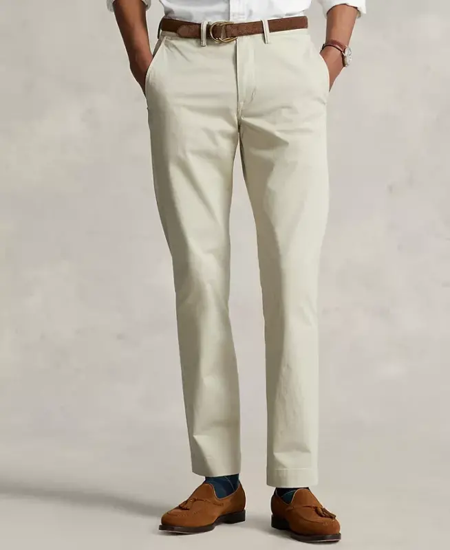 Men's Straight-Fit Stretch Chino Pants - Beige - 1
