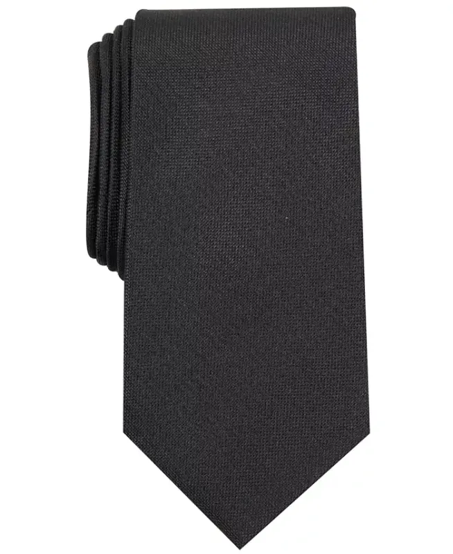 Men's Solid Tie, Created for Modazone - Black - CLUB ROOM