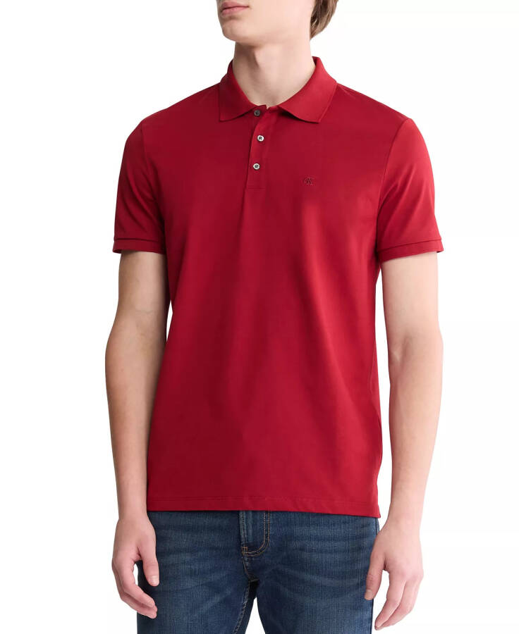 Erkek Düzenli Kesim Düz Pamuklu Monogram Logo Polo Tişörtü Bordo - 3