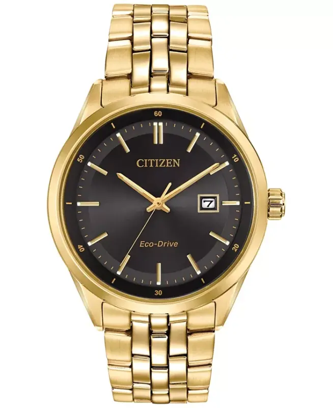 Men's Eco-Drive Gold-Tone Stainless Steel Bracelet Watch 41mm BM7252-51E - Gold - CITIZEN