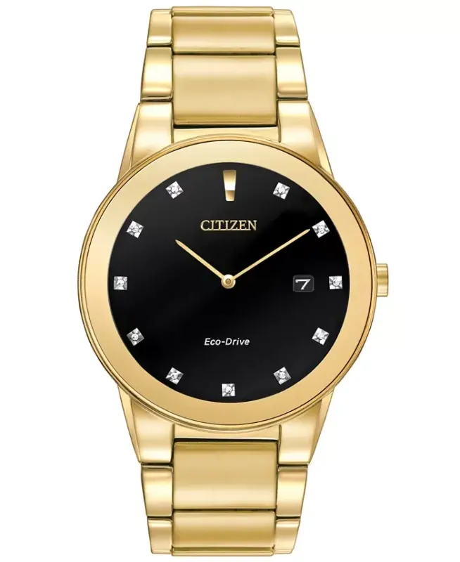 Men's Eco-Drive Axiom Diamond Accent Gold-Tone Stainless Steel Bracelet Watch 40mm AU1062-56G - CITIZEN