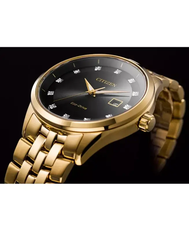 Men's Eco-Drive Corso Diamond-Accent Gold-Tone Stainless Steel Bracelet Watch 41mm - Gold - 4