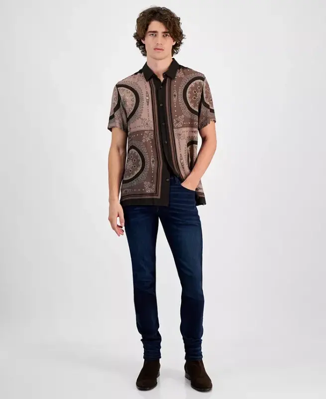 Men's Eco Slim Tapered Fit Jeans - Ringer Wash Indigo - GUESS