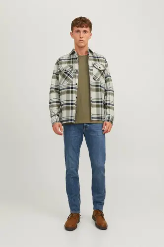 Erkek Ekose Desenli Gömlek Ceket - Roy - Cloud Dancer - JACK & JONES (1)