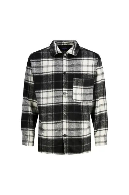 Erkek Ekose Desenli Uzun Kollu Gömlek - Zac-Black - 3
