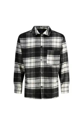 Erkek Ekose Desenli Uzun Kollu Gömlek - Zac-Black - 3