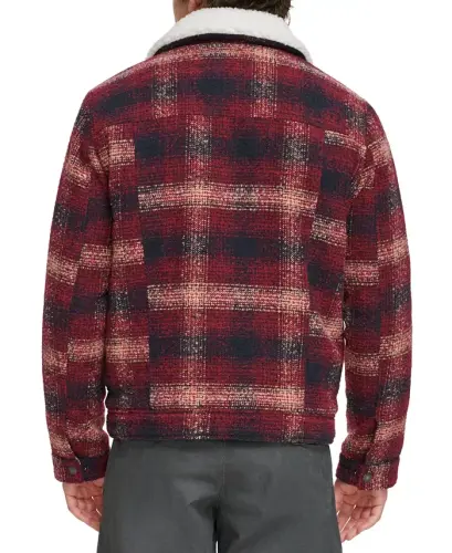 Men's Plaid Fleece-Lined Trucker Jacket - Red Multi - LEVI'S (1)