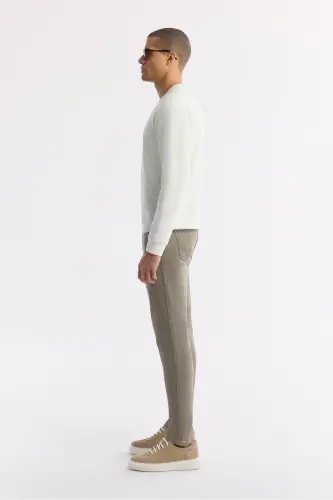 Erkek Ekru Bisiklet Yaka Baskılı Bi-Stretch İnterlok Regular Fit Sweatshirt A51Y1204 - Ekru - 3