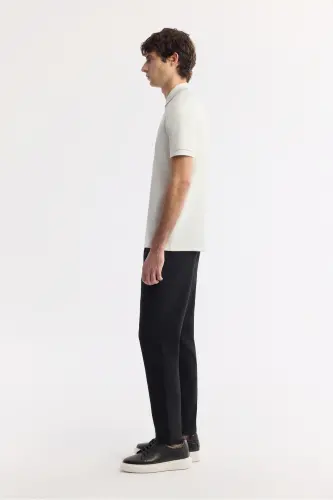 Erkek Ekru Polo Yaka Bi-Stretch Baskılı İnterlok Regular Fit T-Shirt A51Y1007 - Ekru - 3