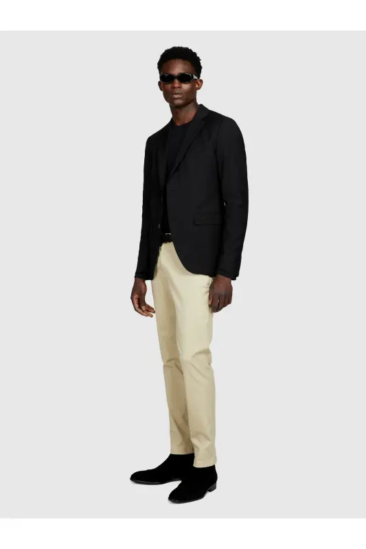 Erkek Ekru Slim Fit Esnek Chino Pantolon-Ekru - 3