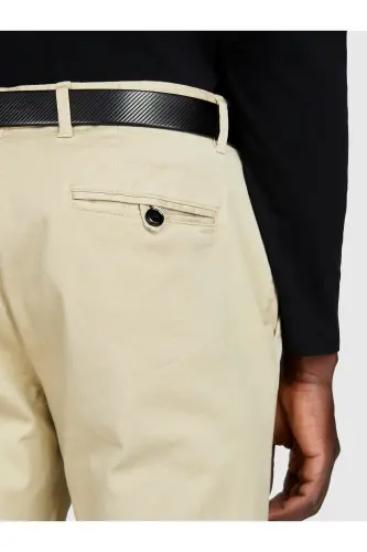 Erkek Ekru Slim Fit Esnek Chino Pantolon - Ekru - 6