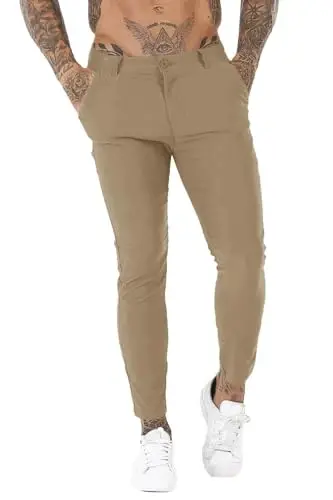 Erkek Elbise Pantolonları Slim Fit Streç Moda Ekose Pantolon Skinny Bacak - MENS (1)