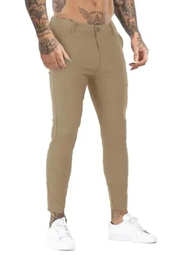 Erkek Elbise Pantolonları Slim Fit Streç Moda Ekose Pantolon Skinny Bacak - 3