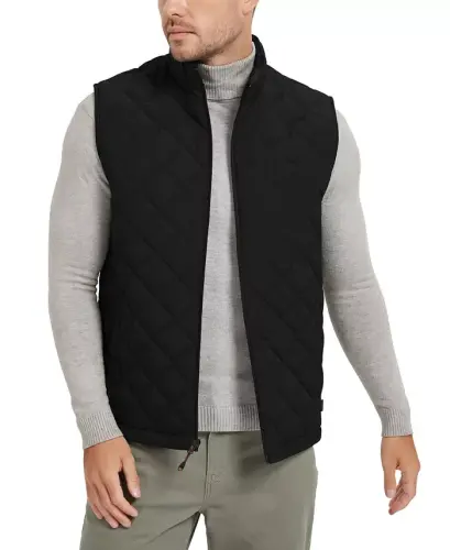Men's Diamond Quilted Heritage Vest, Created for Modazone - Black 