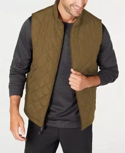 Men's Diamond Quilted Heritage Vest, Created for Modazone - Bark - 1