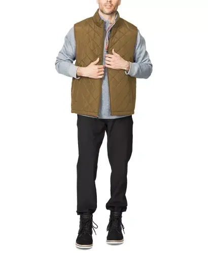 Men's Diamond Quilted Heritage Vest, Created for Modazone - Bark - 3