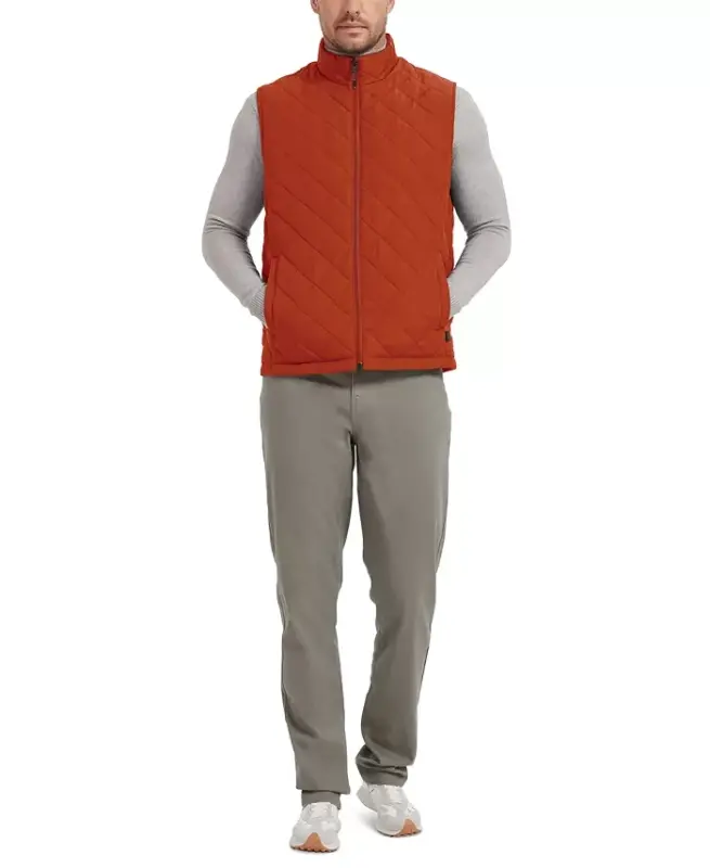 Men's Diamond Quilted Heritage Vest, Created for Modazone - Princeton Orange - 4
