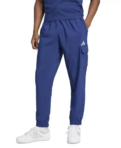 Men's Essentials Small Logo Cargo Pants-Dark Blue/wht - 1