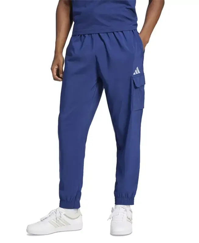 Men's Essentials Small Logo Cargo Pants-Dark Blue/wht - 1