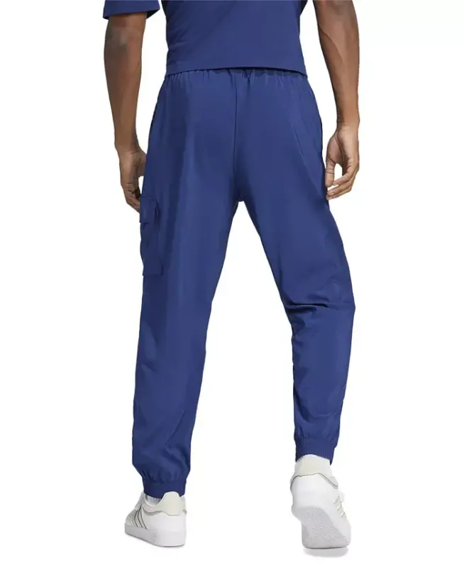 Men's Essentials Small Logo Cargo Pants-Dark Blue/wht - 2