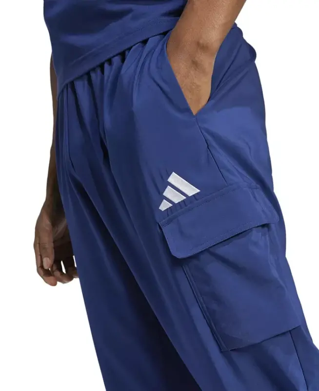 Men's Essentials Small Logo Cargo Pants - Dark Blue/wht - 3