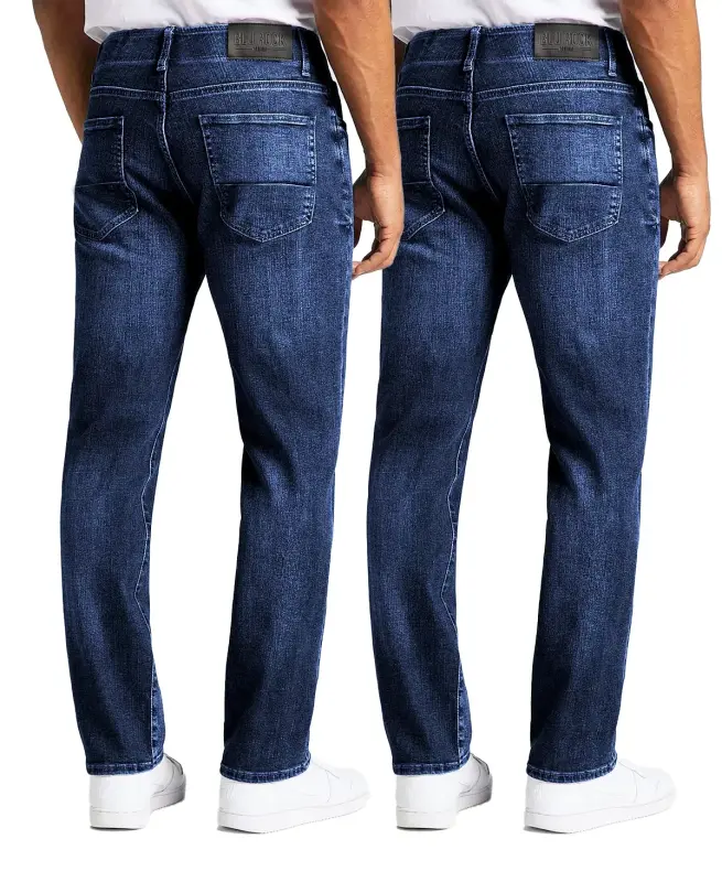 Men's Flex Stretch Slim Straight Jeans, Pack of 2 - Dark Wash - 10