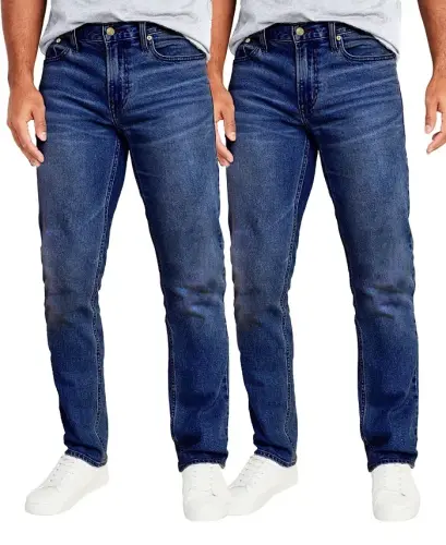 Men's Flex Stretch Slim Straight Jeans, Pack of 2 - Dark Wash 
