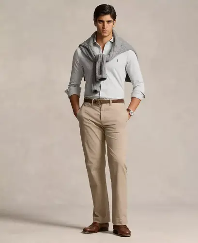 Men's Stretch Classic-Fit Chino Pants-Khaki Tan - 2