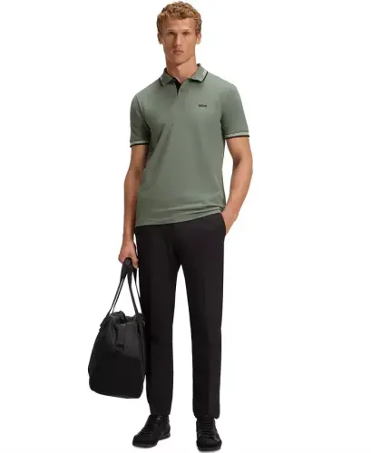 Men's Stretch-Cotton Slim-Fit Polo Shirt - Green - 4