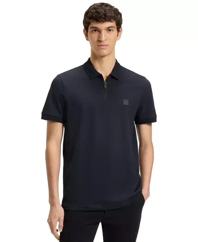 Men's Stretch-Cotton Slim-Fit Polo Shirt - Dark Blue - 1