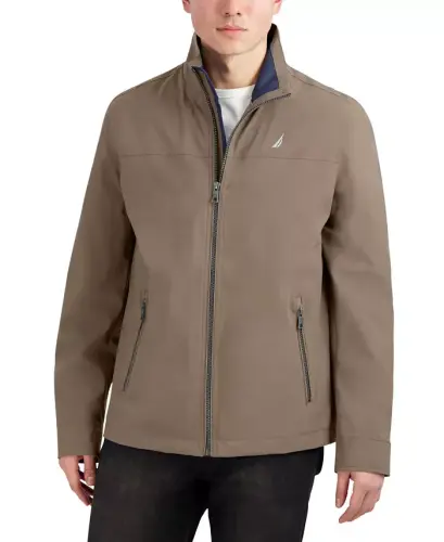 Men's Stretch Performance Windbreaker and Rain Jacket - Taupe 
