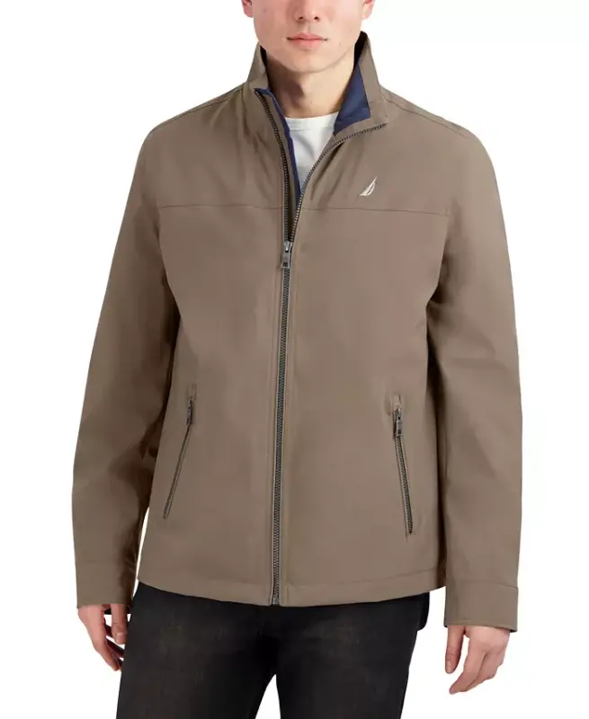 Men's Stretch Performance Windbreaker and Rain Jacket - Taupe - 1