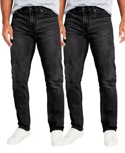 Men's Flex Stretch Slim Straight Jeans, Pack of 2 - Black 