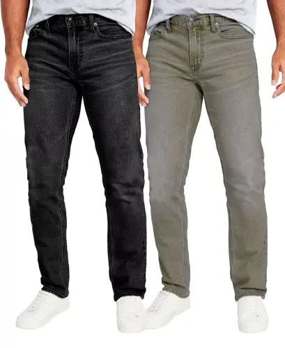 Men's Flex Stretch Slim Straight Jeans, Pack of 2 - Black, Gray 